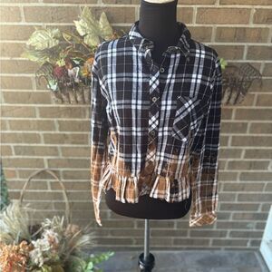 Boxercraft Black and White Bleach Dipped Hem Top